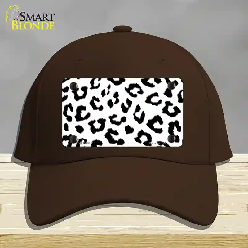 White Black Cheetah Novelty License Plate Hat Cotton / Dark Brown