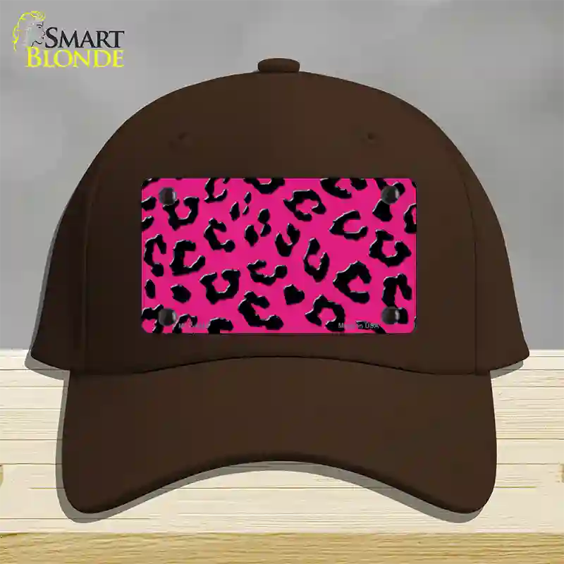 Pink Black Cheetah Novelty License Plate Hat Cotton / Dark Brown