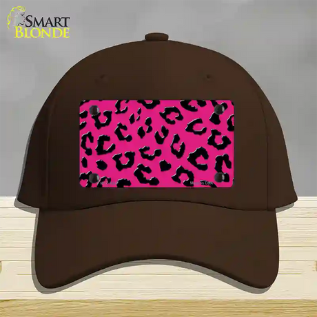 Pink Black Cheetah Novelty License Plate Hat Cotton / Dark Brown