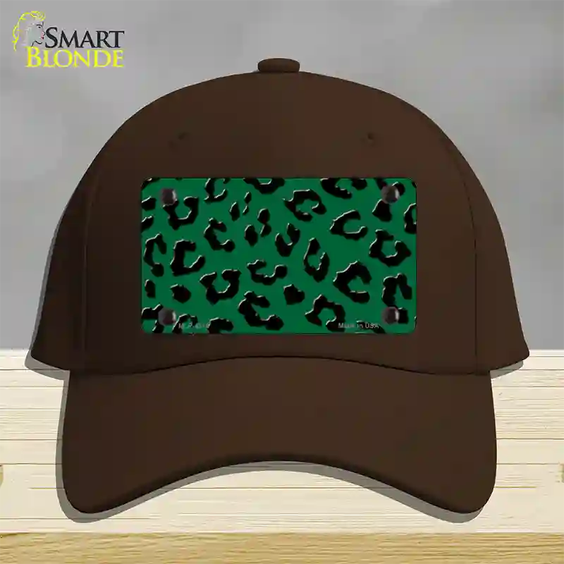 Green Black Cheetah Novelty License Plate Hat Cotton / Dark Brown