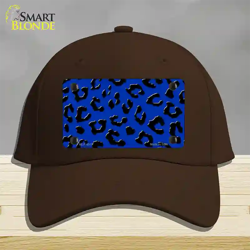 Blue Black Cheetah Novelty License Plate Hat Cotton / Dark Brown