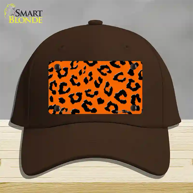 Orange Black Cheetah Novelty License Plate Hat Cotton / Dark Brown