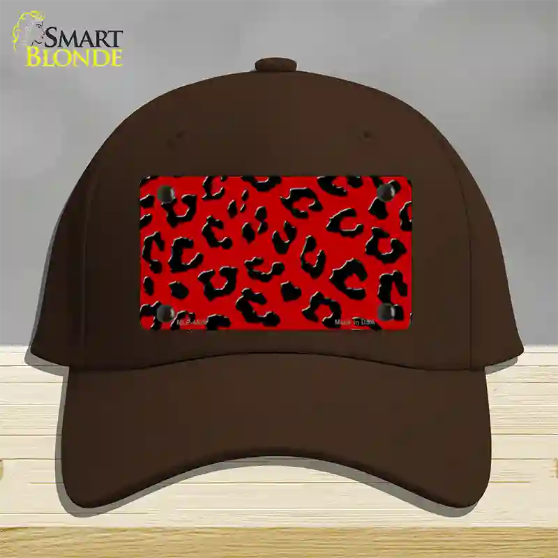 Red Black Cheetah Novelty License Plate Hat Cotton / Dark Brown