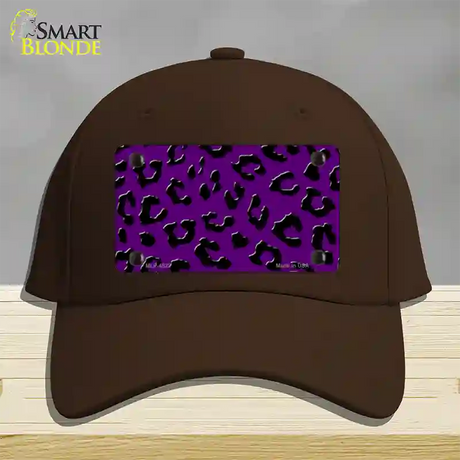 Purple Black Cheetah Novelty License Plate Hat Cotton / Dark Brown