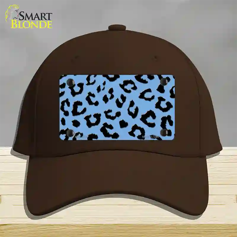 Light Blue Black Cheetah Novelty License Plate Hat Cotton / Dark Brown