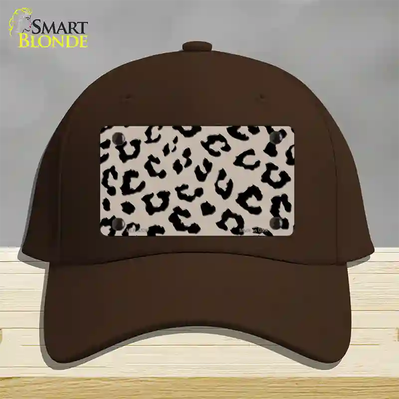 Tan Black Cheetah Novelty License Plate Hat Cotton / Dark Brown