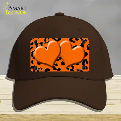 Orange Black Cheetah Orange Center Hearts Novelty License Plate Hat Cotton / Dark Brown