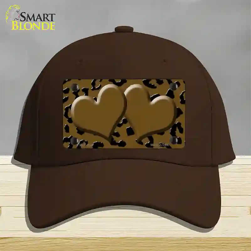 Brown Black Cheetah Brown Center Hearts Novelty License Plate Hat Cotton / Dark Brown