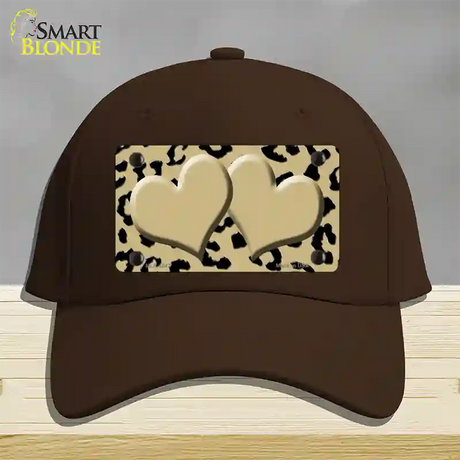 Gold Black Cheetah Gold Center Hearts Novelty License Plate Hat Cotton / Dark Brown