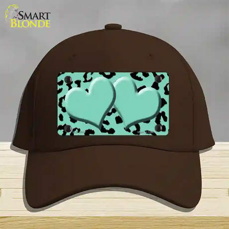 Mint Black Cheetah Mint Center Hearts Novelty License Plate Hat Cotton / Dark Brown