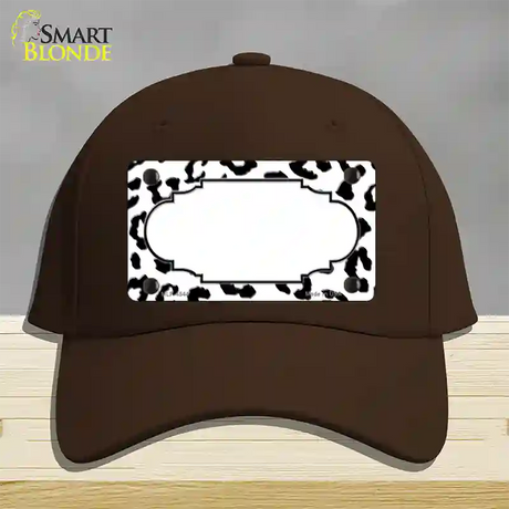 White Black Cheetah Scallop Novelty License Plate Hat Cotton / Dark Brown