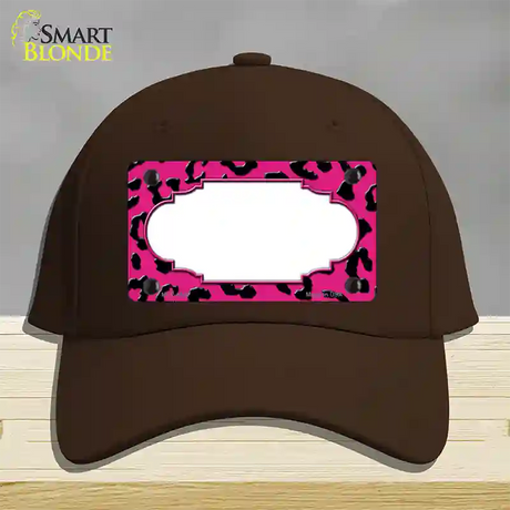 Pink Black Cheetah Scallop Novelty License Plate Hat Cotton / Dark Brown