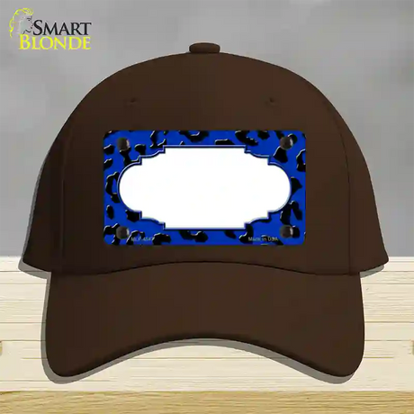 Blue Black Cheetah Scallop Novelty License Plate Hat Cotton / Dark Brown