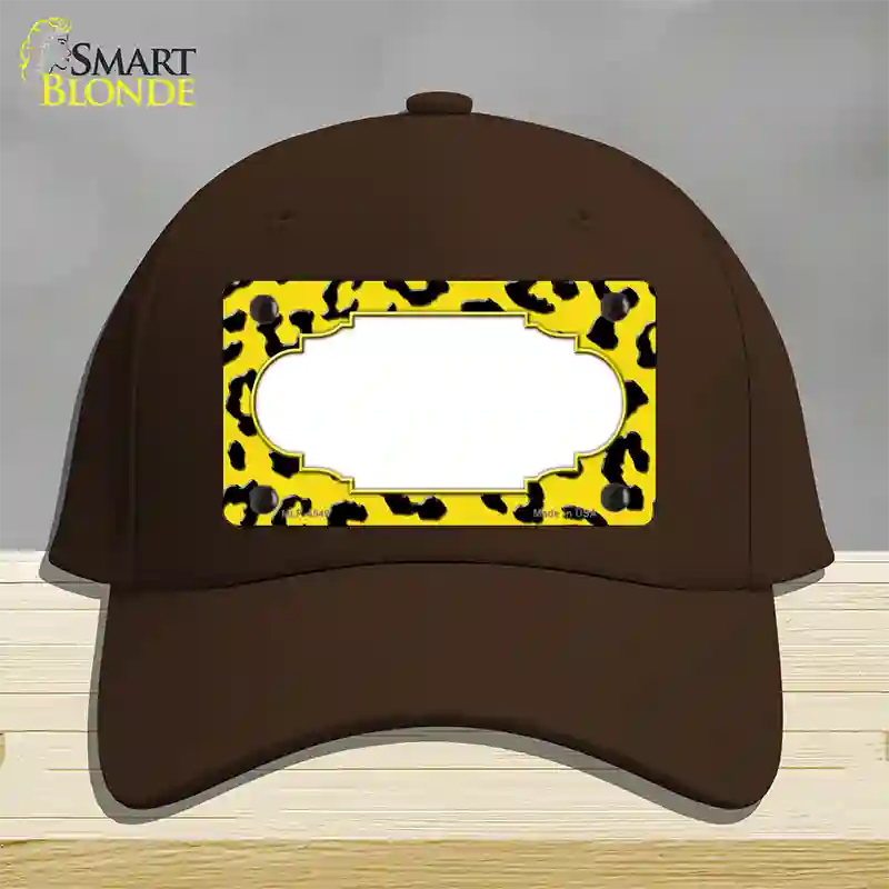 Yellow Black Cheetah Scallop Novelty License Plate Hat Cotton / Dark Brown