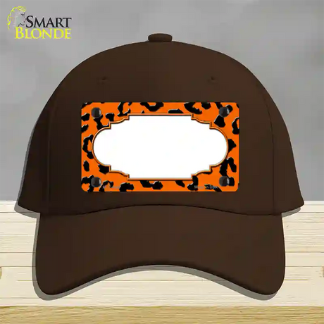 Orange Black Cheetah Scallop Novelty License Plate Hat Cotton / Dark Brown