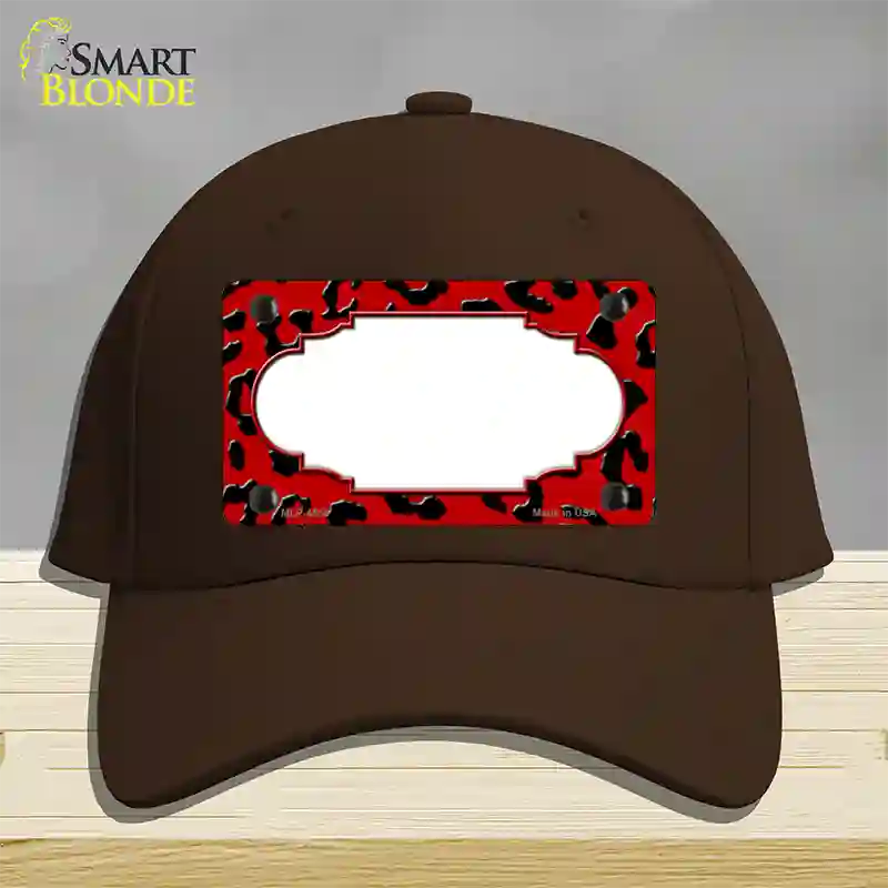 Red Black Cheetah Scallop Novelty License Plate Hat Cotton / Dark Brown