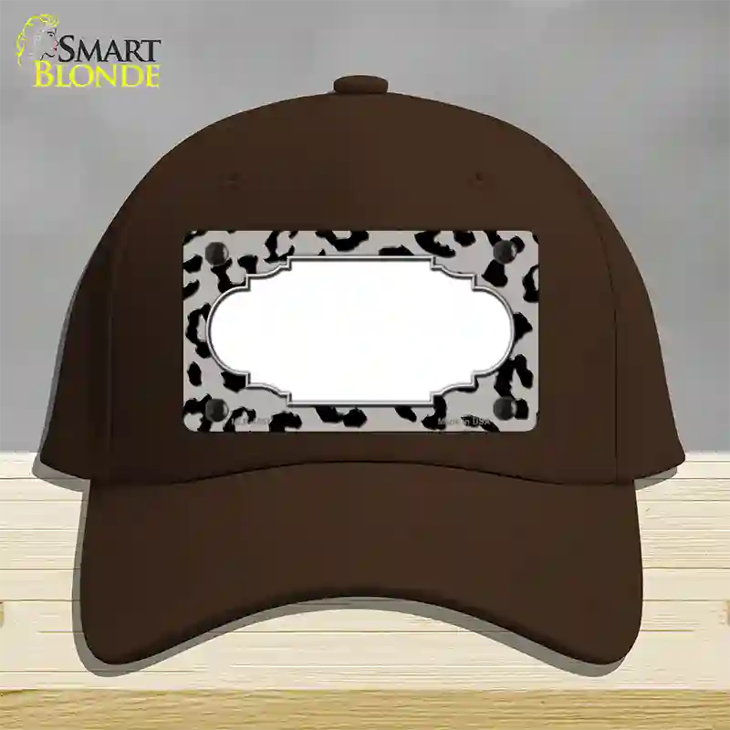 Grey Black Cheetah Scallop Novelty License Plate Hat Cotton / Dark Brown