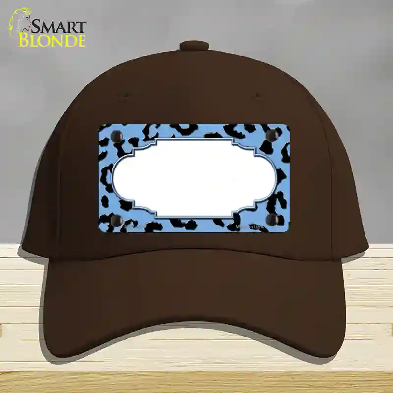 Light Blue Black Cheetah Scallop Novelty License Plate Hat Cotton / Dark Brown