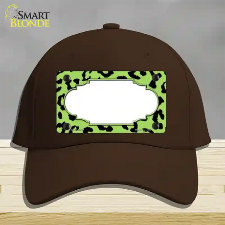 Lime Green Black Cheetah Scallop Novelty License Plate Hat Cotton / Dark Brown