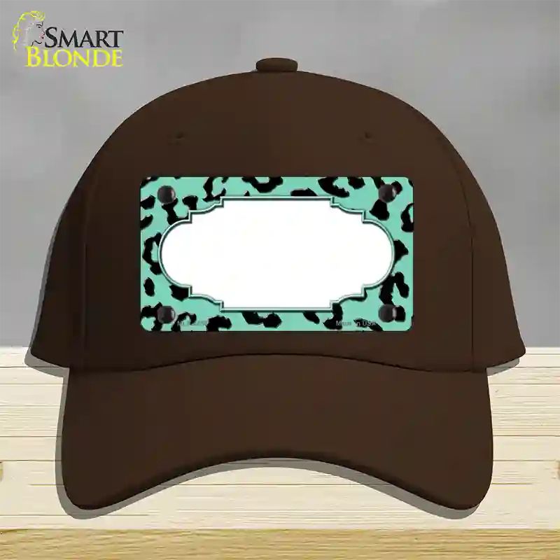 Mint Black Cheetah Scallop Novelty License Plate Hat Cotton / Dark Brown