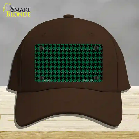 Green Black Houndstooth Novelty License Plate Hat Cotton / Dark Brown