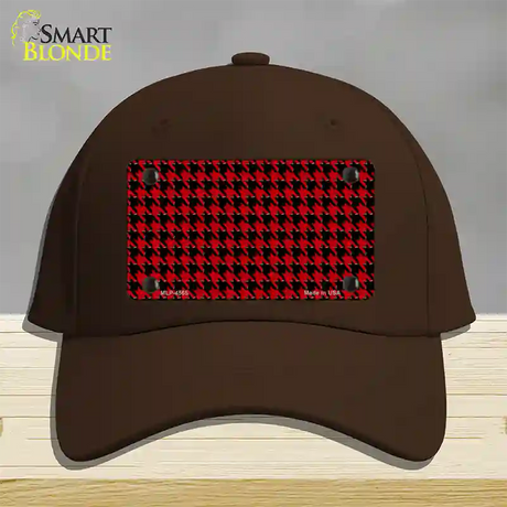 Red Black Houndstooth Novelty License Plate Hat Cotton / Dark Brown