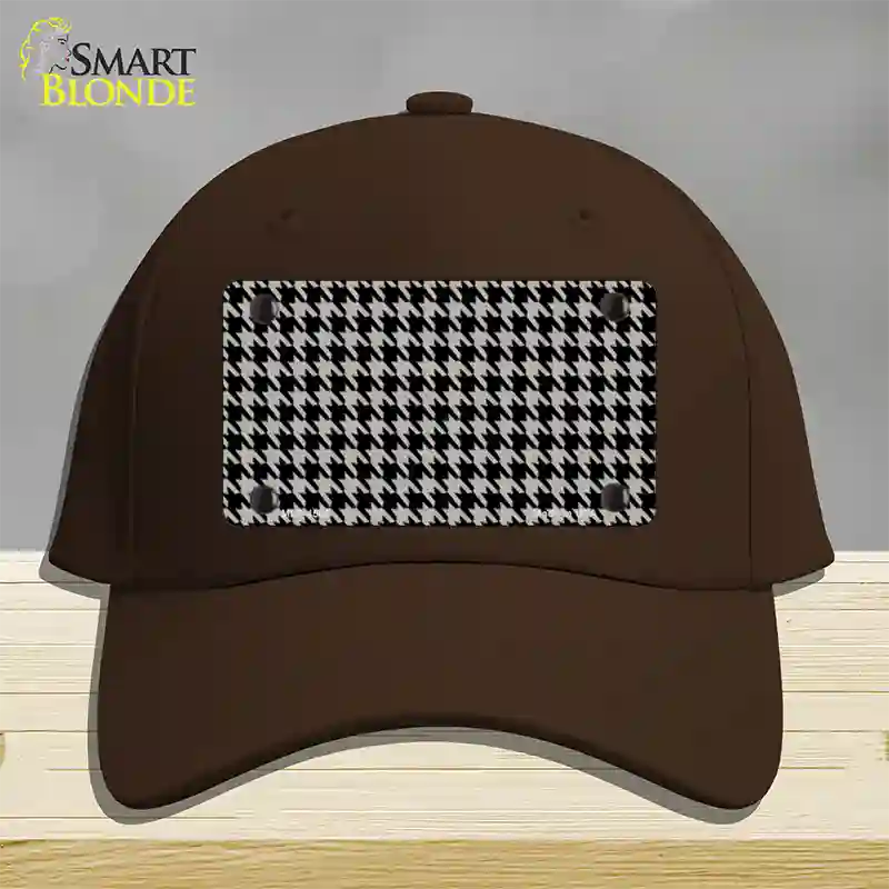 Grey Black Houndstooth Novelty License Plate Hat Cotton / Dark Brown