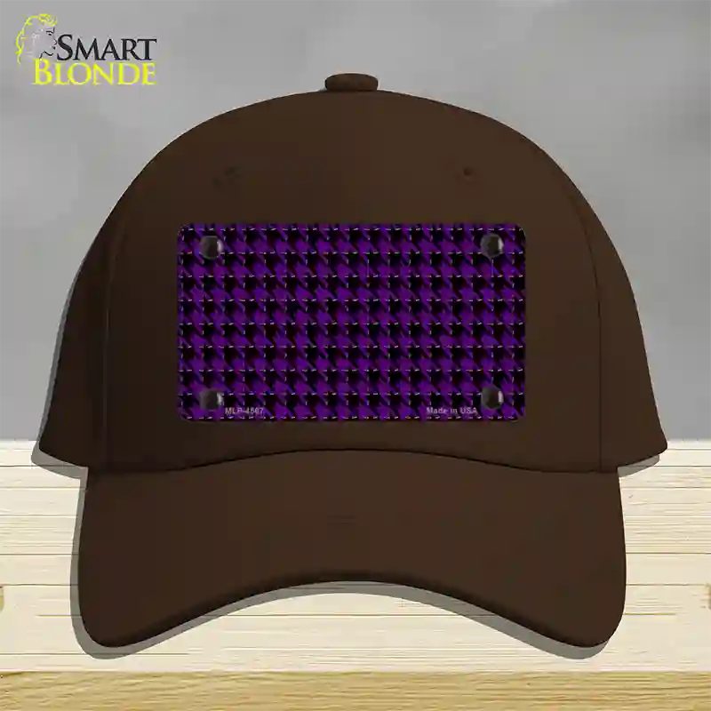 Purple Black Houndstooth Novelty License Plate Hat Cotton / Dark Brown