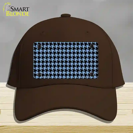 Light Blue Black Houndstooth Novelty License Plate Hat Cotton / Dark Brown