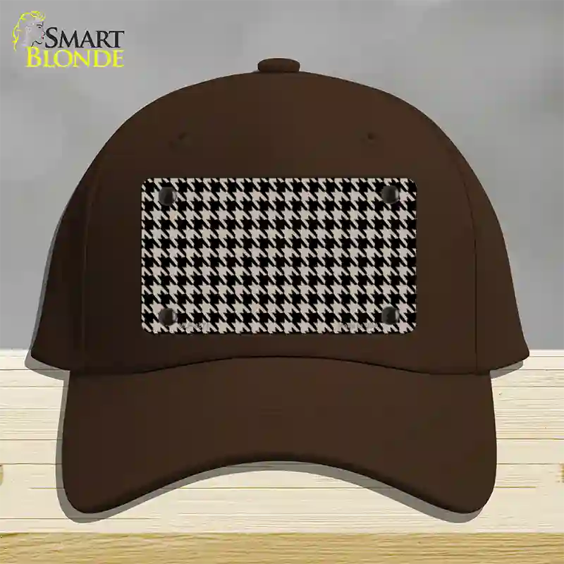 Tan Black Houndstooth Novelty License Plate Hat Cotton / Dark Brown