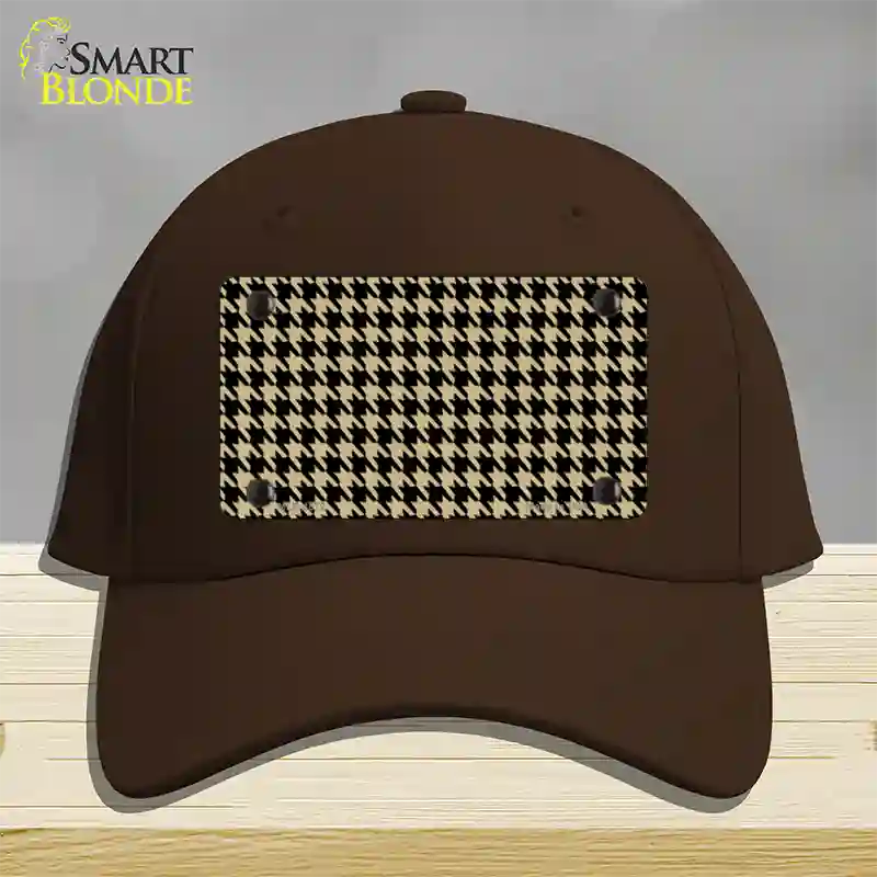 Gold Black Houndstooth Novelty License Plate Hat Cotton / Dark Brown