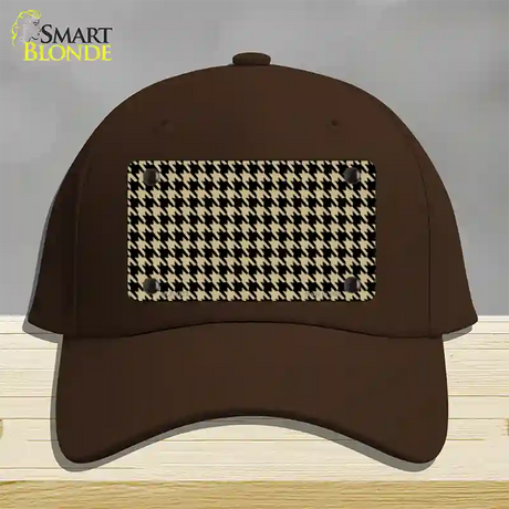 Gold Black Houndstooth Novelty License Plate Hat Cotton / Dark Brown