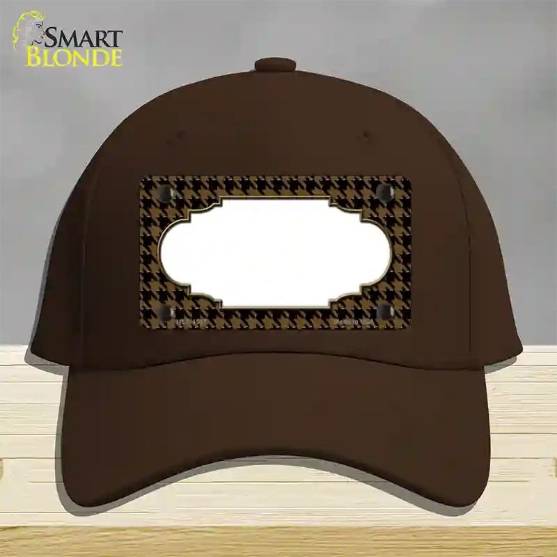 Brown Black Houndstooth Scallop Center Novelty License Plate Hat Cotton / Dark Brown