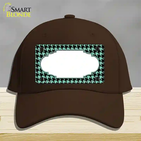 Mint Black Houndstooth Scallop Center Novelty License Plate Hat Cotton / Dark Brown