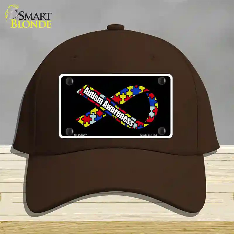 Autism Awareness Ribbon Novelty License Plate Hat Cotton / Dark Brown