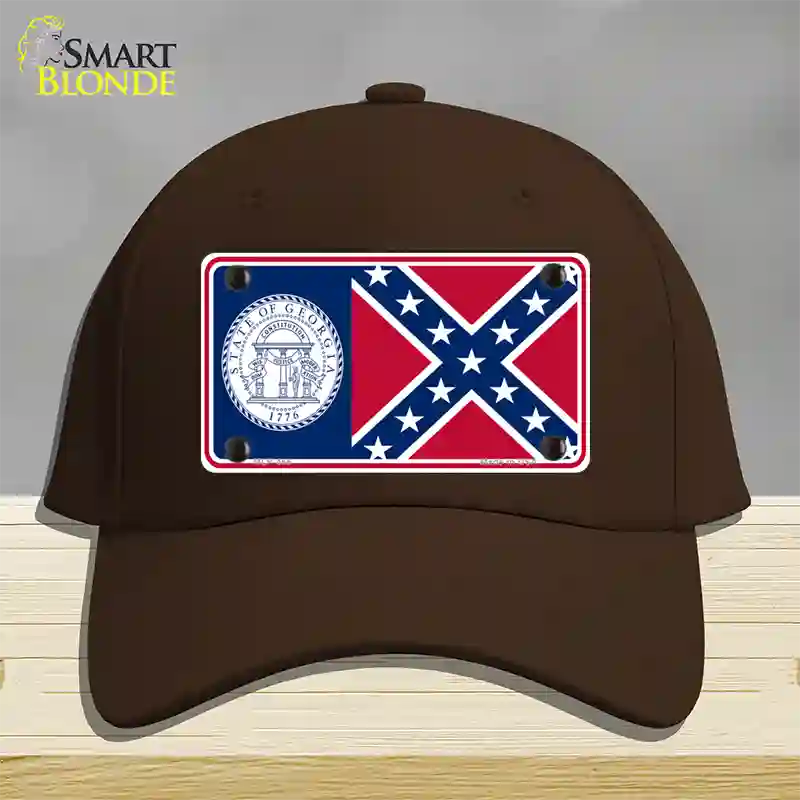 Georgia Confederate State Flag Novelty License Plate Hat Cotton / Dark Brown