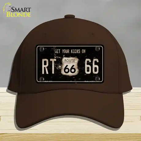 Route 66 Get Your Kicks Novelty License Plate Hat Cotton / Dark Brown