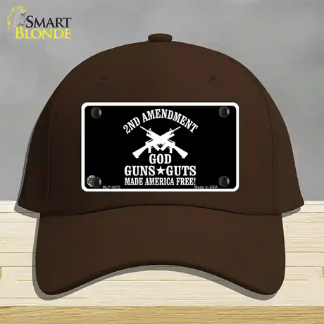 God, Guns, Guts Novelty License Plate Hat Cotton / Dark Brown