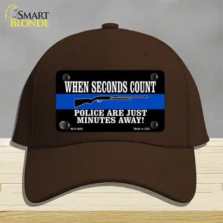 Police Are Just Minutes Away Novelty License Plate Hat Cotton / Dark Brown