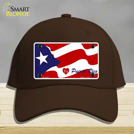 I Love Puerto Rico Novelty License Plate Hat Cotton / Dark Brown