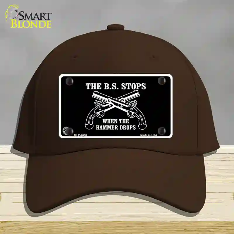 The BS Stops Novelty License Plate Hat Cotton / Dark Brown