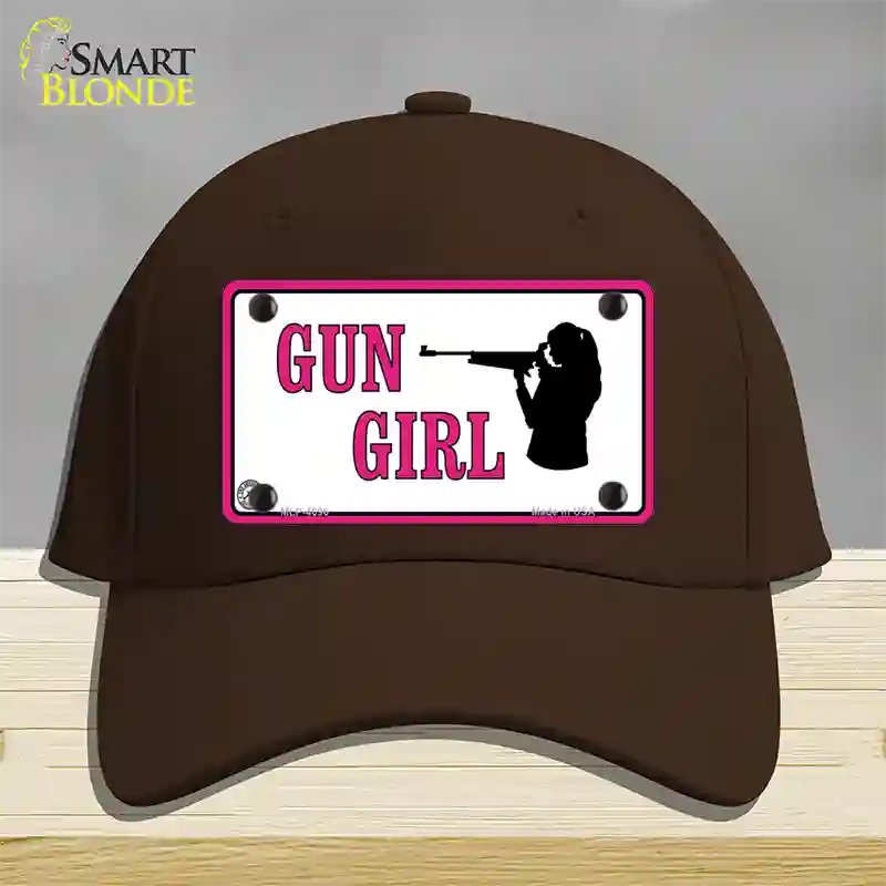 Gun Girl Novelty License Plate Hat Cotton / Dark Brown