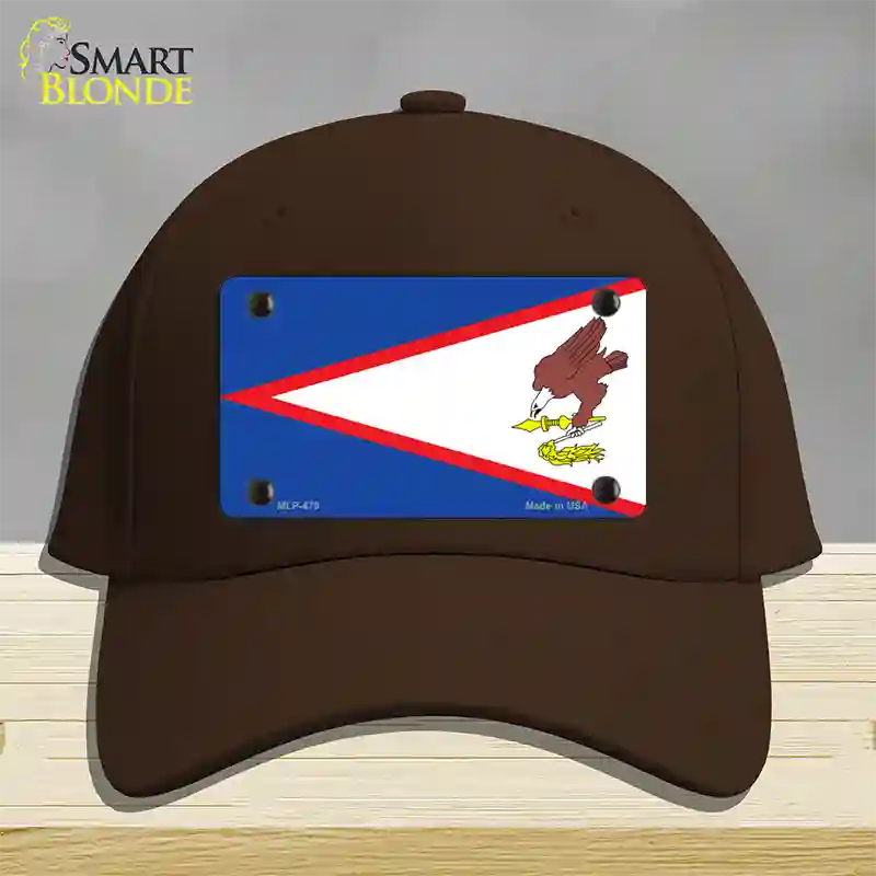 American Samoa Flag Novelty License Plate Hat Cotton / Dark Brown