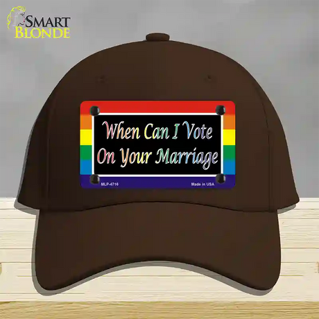 When Can I Vote Novelty License Plate Hat Cotton / Dark Brown