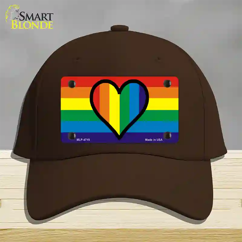 Rainbow Heart Novelty License Plate Hat Cotton / Dark Brown