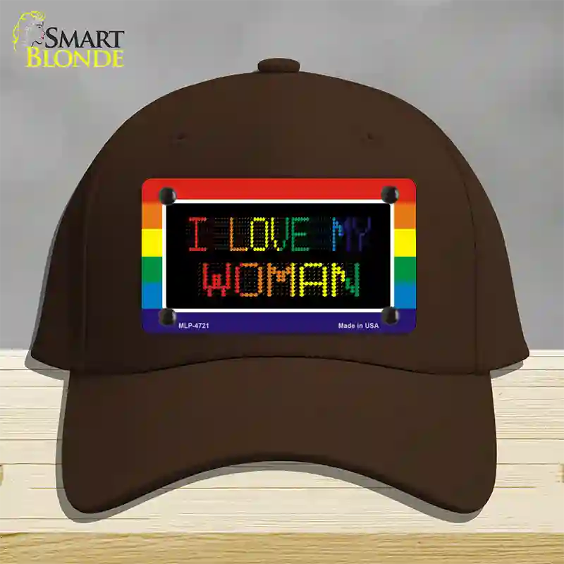 I Love My Woman Novelty License Plate Hat Cotton / Dark Brown