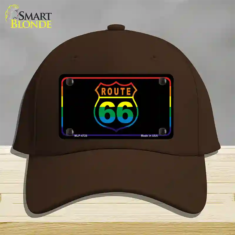 Route 66 Rainbow Flag Novelty License Plate Hat Cotton / Dark Brown