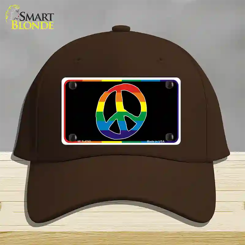 Peace Sign Novelty License Plate Hat Cotton / Dark Brown