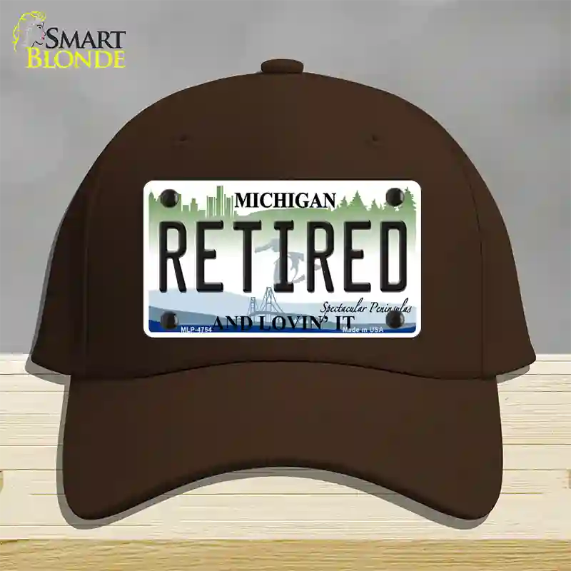 Retired Michigan State Novelty License Plate Hat Cotton / Dark Brown