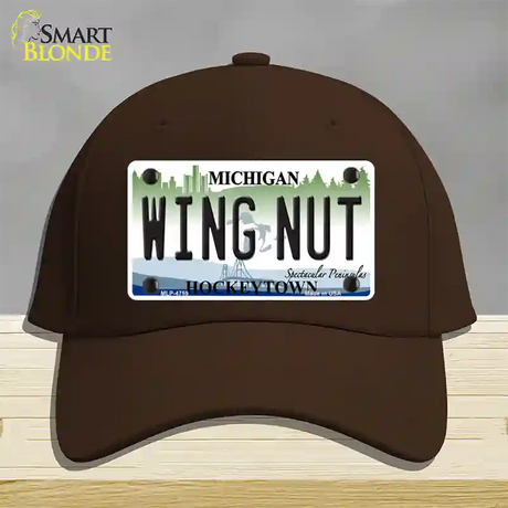 Wing Nut Michigan State Novelty License Plate Hat Cotton / Dark Brown